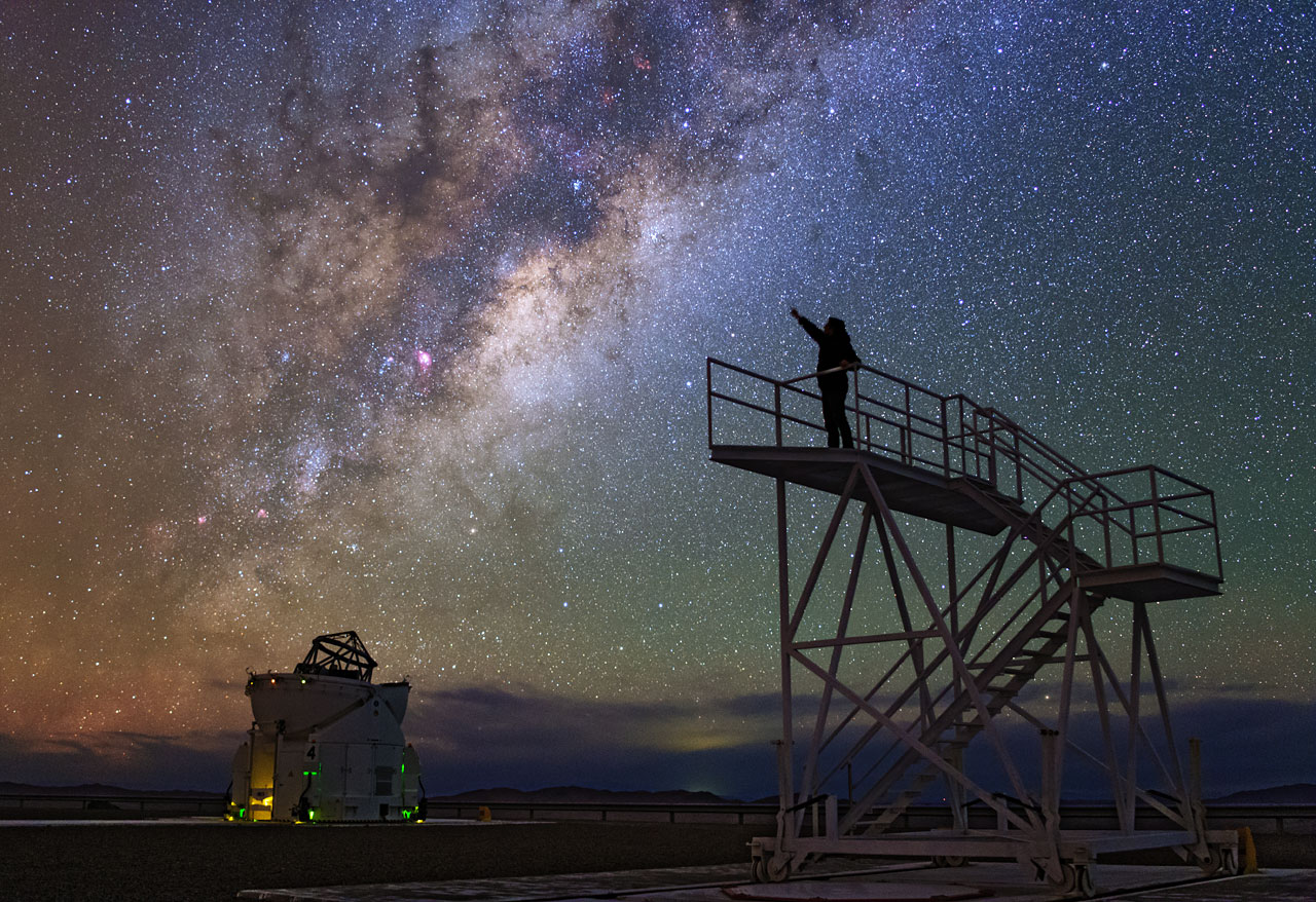 Astronomers under the night sky at Paranal Observatory